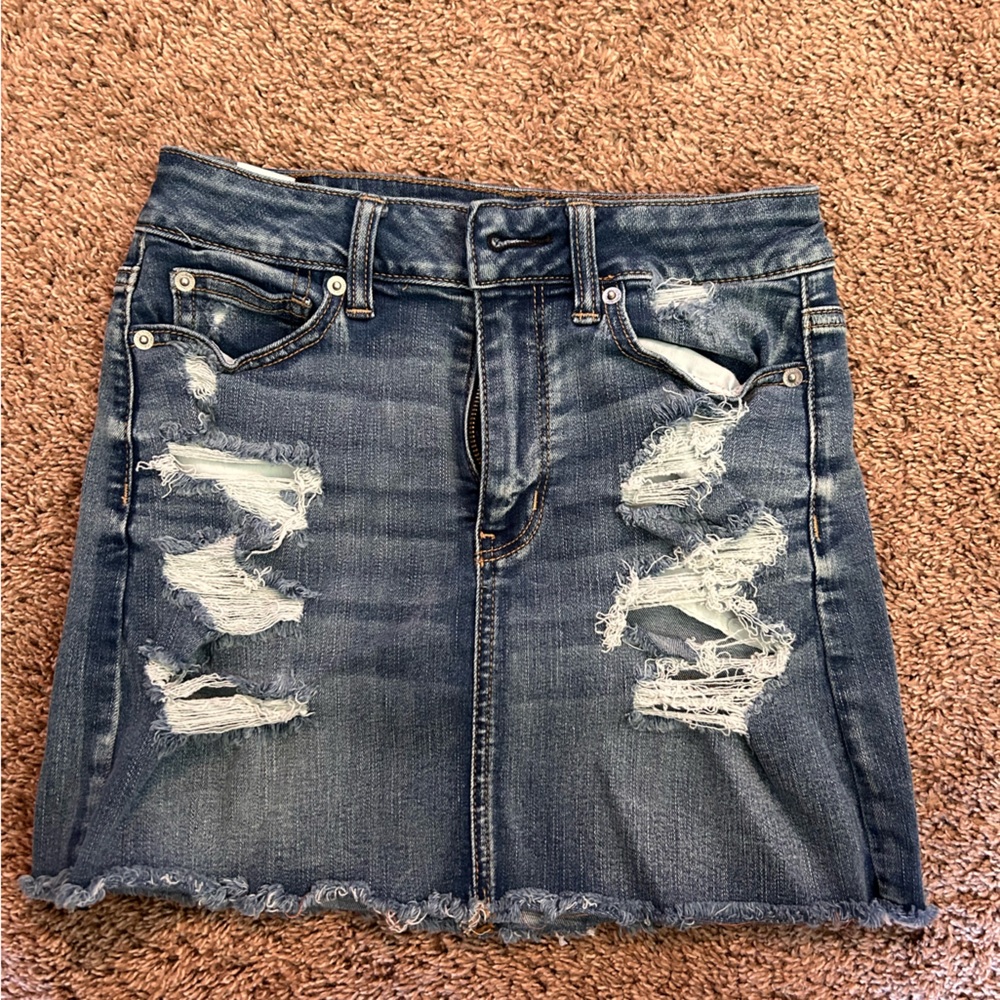 American Eagle distressed denim skirt
